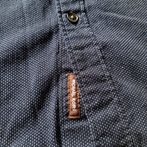 MICHAEL KORS Classic Fit Navy Polka-dot Dress Shirt Medium - Picture 5 of 12